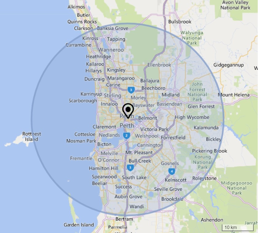 Pet sitting service range